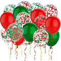 Christmas Colors Confetti Balloons Set - 50pcs 12 Inch Red Green Party Decorations