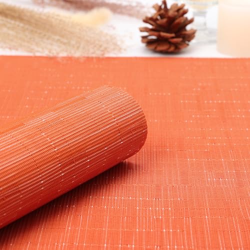 Orange Set of 6 Placemat for Dining Table - 17x12 Inch Waterproof PVC