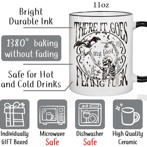 Halloween Skeleton Skull Mug - Spooky Dark Humor Ceramic Coffee Cup 11oz