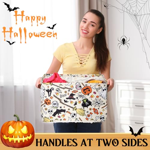 Halloween Ghost Basket with Handles Large Boo Basket - Pumpkin Variation