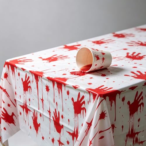 Halloween Bloody Handprint Party Tablecloth & Flag Set - Horror Theme