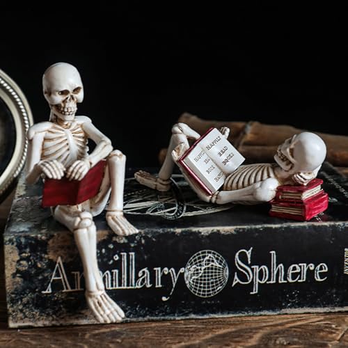 Cross-Legged Skeleton Figurine Halloween Decor Gothic Horror Sculpture