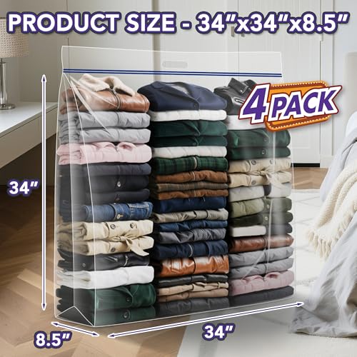 Extra Large Clear Wreath Storage Bag 34x34x8.5 Inches with Handle - Dustproof & Foldable