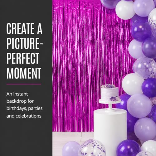 Purple Glitter Foil Fringe Curtains Party Backdrop 3.28 x 7.05 ft - 1 Pack