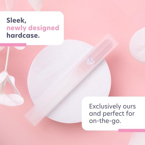 Bona Fide Beauty Czech Glass Nail File for Natural Nails (Raspberry) - Fine Grit (180/240) Etched Crystal Fingernail File with Clear Case. Ideal Gift for Women.