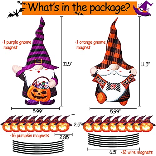 Halloween Car Refrigerator Magnets Set - Reflective Pumpkin Gnome & Trick or Treat Design - Variation of Halloween