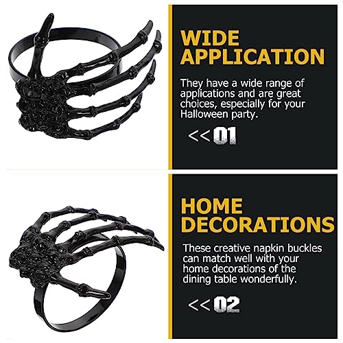 Halloween Skeleton Hand Napkin Rings Set - Spooky Dinner Table Decor, 4 Pieces