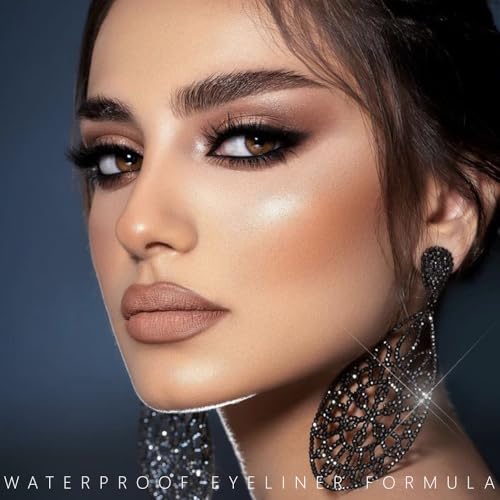 12 Colors Waterproof Eyeliner Set - Retractable Matte, Glitter & Metallic Pencils - 1Pcs-12 Black Matte
