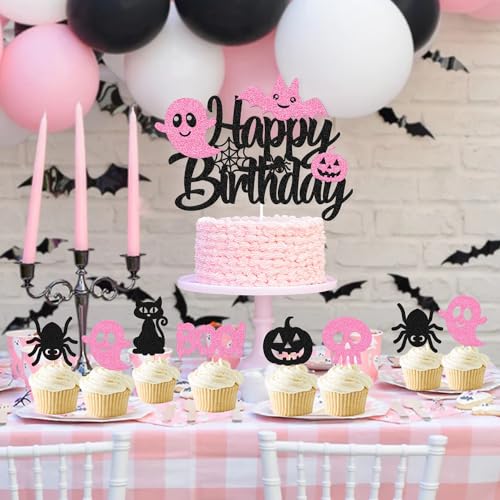 Halloween Cake Topper and Cupcake Picks Set - 25 Pcs Spooky Party Decorations