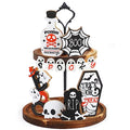 Halloween Wooden Sign Set for Tiered Tray Decorations - Rustic Farmhouse Style, 12 Pieces