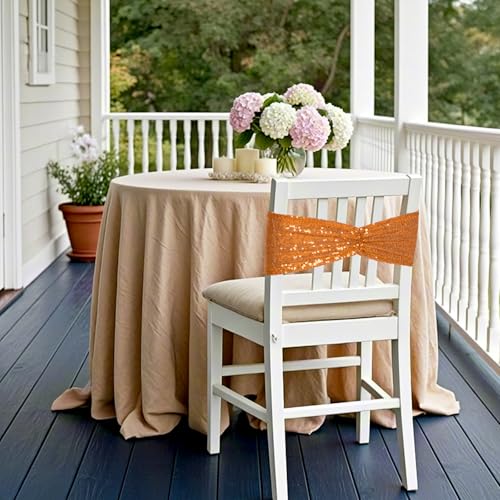 Orange Sequin Chair Sashes 14x6 Inch Pack of 50 - Wedding Party Decorations