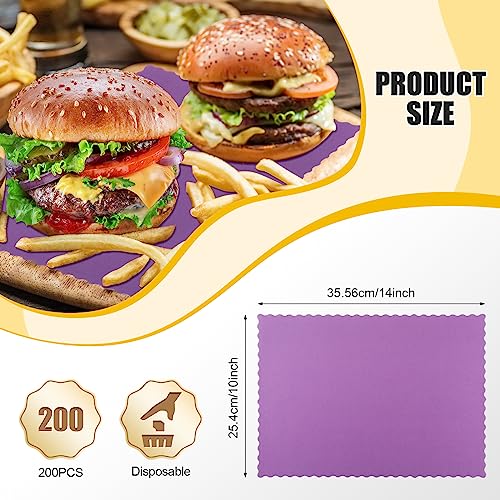Disposable Paper Placemats 200 Pack - Scalloped Edges, 10x14 Inches, Purple