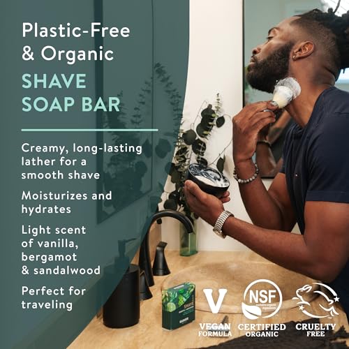 Organic Shaving Soap Puck - Plastic-Free, Rich Lather, 3.15 oz Bar