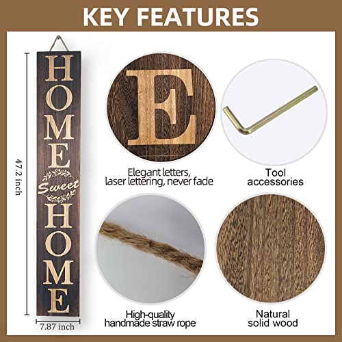 47 Inch Rustic Wooden Home Sweet Home Sign for Front Door & Porch Decoration - Brown Variation