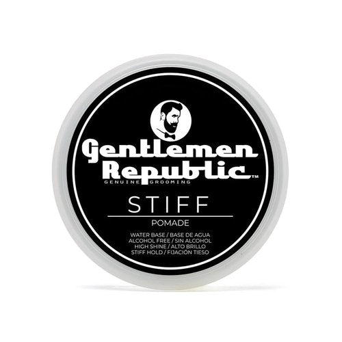 Gentlemen Republic Stiff Pomade for Men - Lightweight Water-Based Formula for High Hold & Shine | 4oz