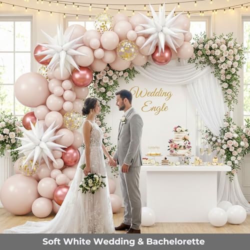 White Star Balloon Kit - Medium 18 Inch Spike Balloons for Party Decor - White / Medium