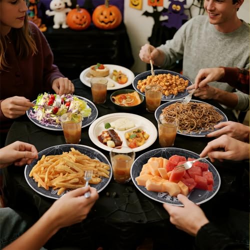 Halloween Paper Plates and Napkins Set - Skeleton Design, 50 Pcs - Halloween