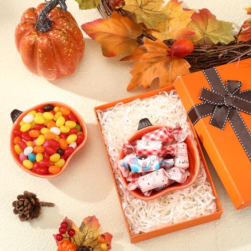 6 Pcs Pumpkin Ceramic Ramekins - Oven Safe Fall Small Dishes for Baking & Serving - Halloween Thanksgiving Party Snacks