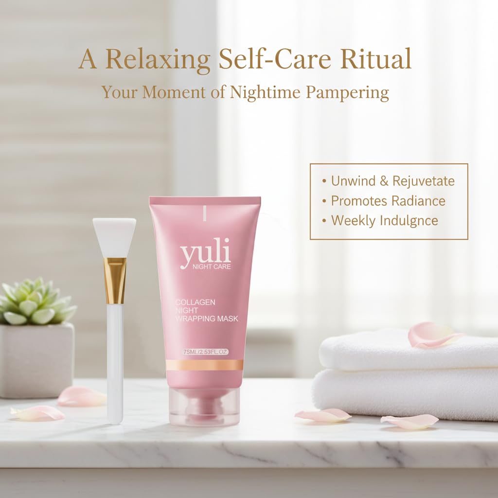YULI collagen night wrapping mask,YURI collagen night wrapping mask,Easy Peel Off Facial Mask Skin Care night mask,Hydrating Face Mask is the Ideal Gifts for Women and Teen Girls!2.54 fl.oz (1 pcs)