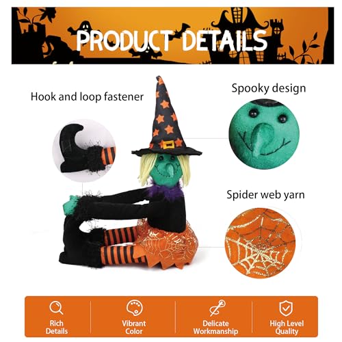 Halloween Witch Tree Topper - Black & Orange Plush Decor for Fall & Halloween - Variation of Halloween