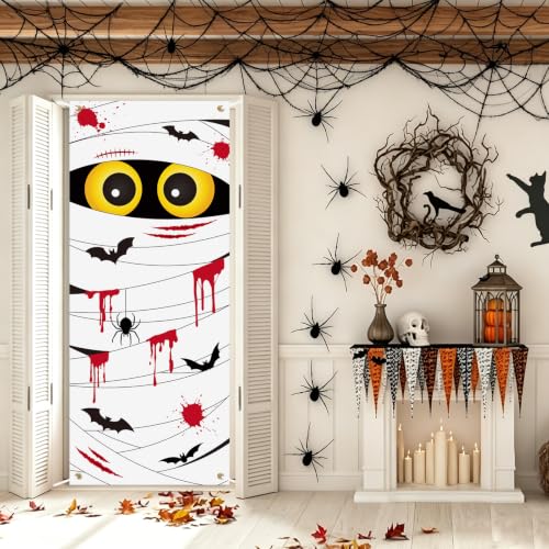 White Halloween Door Cover Decorations Large Photography Background Banner - 6 x 2.5 Feet