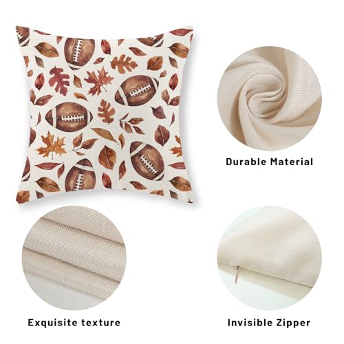 Football Maple Leaf Fall Pillow Covers 24x24 Set of 2 - Autumn Thanksgiving Outdoor Decor