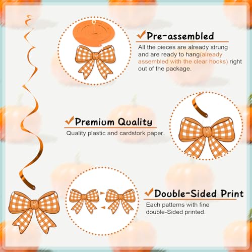 Fall Party Decorations Hanging Swirl Ceiling Decor Pumpkin Bows Thanksgiving
