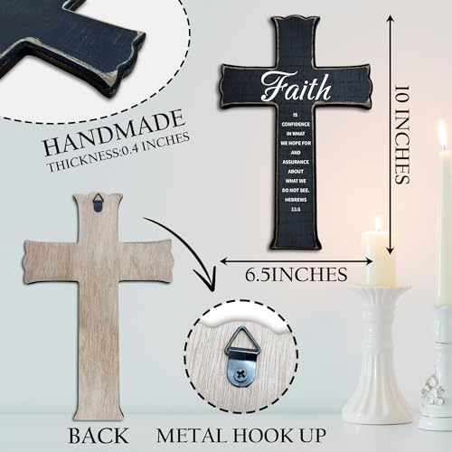 Cross Wall Decor - Black Scripture Wooden Cross for Wall - Faith Variation