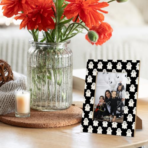 Halloween Picture Frame 4x6 Photo Black and Ghost Wooden Decor with Variation