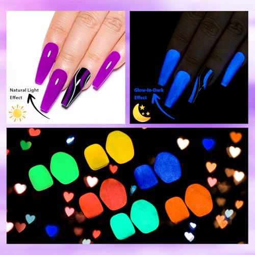 MTSSII Glow in the Dark Gel Nail Polish Set - 4 Color Neon Fluorescent UV Polish