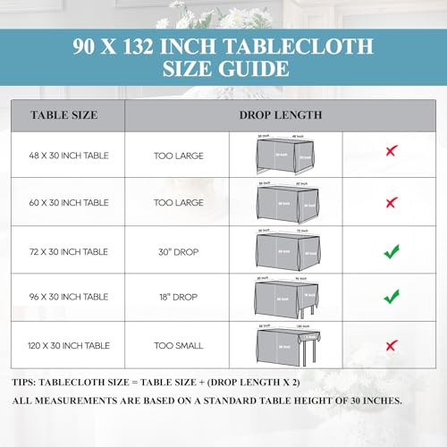 Royal Blue Rectangle Tablecloth 90 x 132 Inch - Pack of 6 for 6ft Tables, Durable Polyester