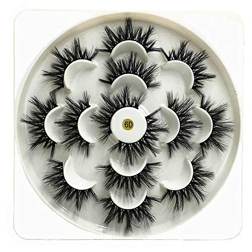 False Eyelashes 3D Wispy Faux Mink Fluff Lashes Pack of 7 - Dramatic Long Volume