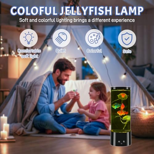 11.6 Inch Jellyfish Lava Lamp with 17 Color Changing Effects - LED Mood Night Light for Room & Office