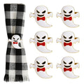 Wonlex Halloween Ghost Napkin Rings Set of 6 - White Table Decor with Elf Variation