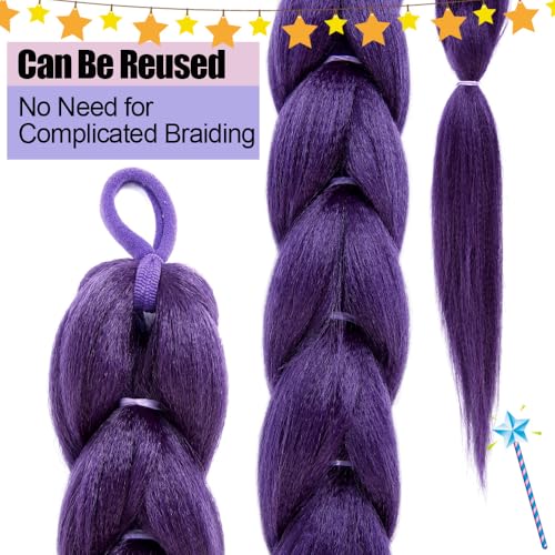 Dark Purple 24 Inch Braided Ponytail Extension - Long Hair Styling Accessory