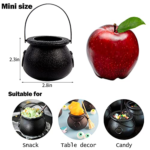 Mini Plastic Cauldron Party Favors - 12 Pack Small Halloween Candy Buckets