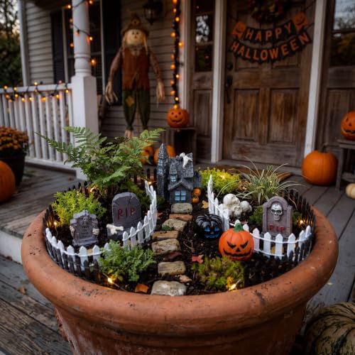 Halloween Fairy Garden Miniature Decor Set with Tombstones & Spooky Figures