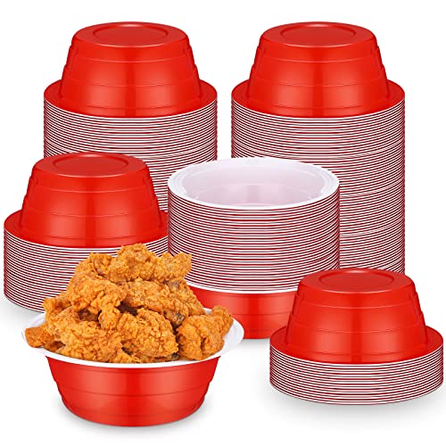 50 Pcs Red Disposable Plastic Bowls 23 oz for Party & Catering - Food Service