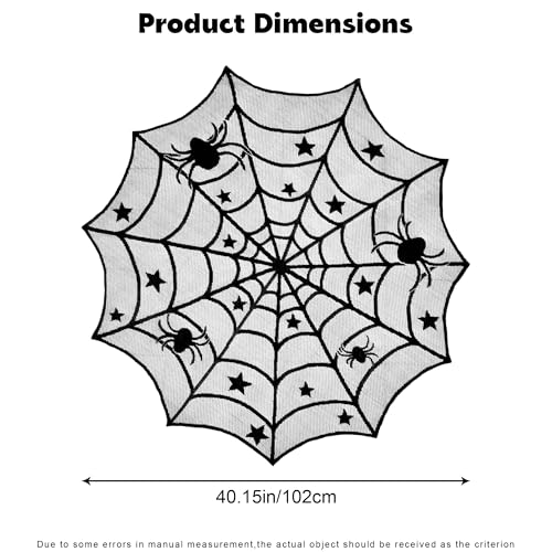 Halloween Round Lace Tablecloth - 40 Inch Black Spiderweb Design, Perfect for Parties