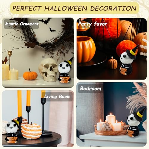 Halloween Ghost Decorations Knit Wool Ghost Toys with Witch Hat - Funny Home & Party Decor