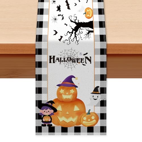 Halloween Table Runner 13x72 Inch Linen Fall Kitchen Dining Decor