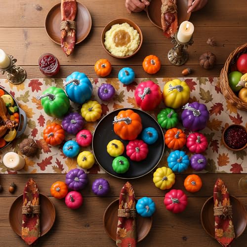 Colorful Fake Pumpkins Set of 30 - Fall Thanksgiving Halloween Decor