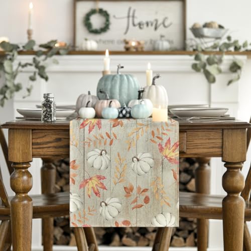 Artoid Mode 13x72 Inch Fall Table Runner Beige Home Decor Party Table Linen
