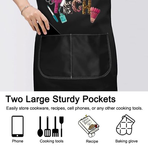 PXTIDY Nail Tech Apron With Pockets Nail Tech Gift Nail Salon Gift Nail Tech Supplies Waterproof Apron Adjustable (NAIL TECH Apron)