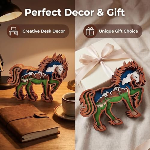 Wood Carving Horse Wall Decor - Handcrafted Animal Figurine for Home & Holiday