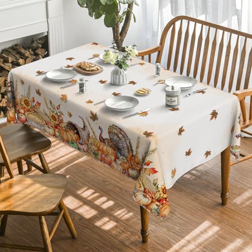 Orange Thanksgiving Tablecloth 60x120 Inch Rectangular Holiday Decor