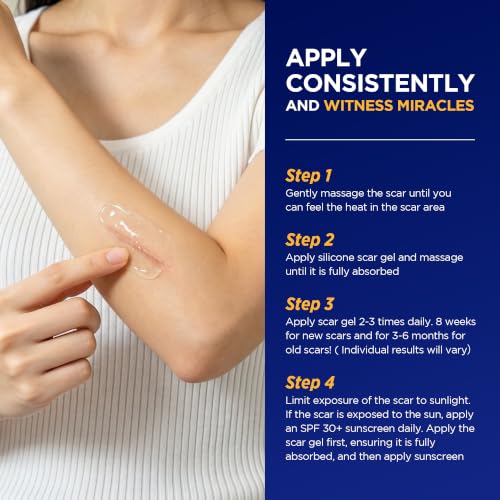 Silicone Scar Gel for Surgical and Keloid Scars - 2.12 oz, Max Strength, Invisible, Fast-Drying
