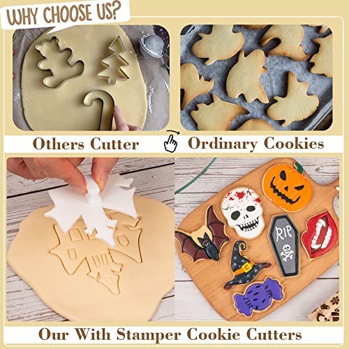 Pumpkin Cookie Cutters with Witch Hat and Stamp - Fall Halloween Baking Mold 3.5" - Variation of THIS listing