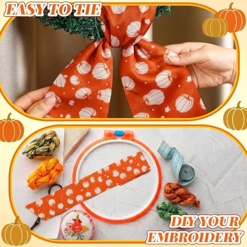VitalCozy Fall Pumpkin Wreath Sash - Yellow Seasonal Door Decor