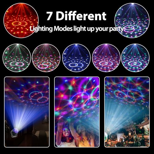 3 Pack Disco Ball Party Lights - Sound Activated LED Stage Lights with 7 Modes & Remote